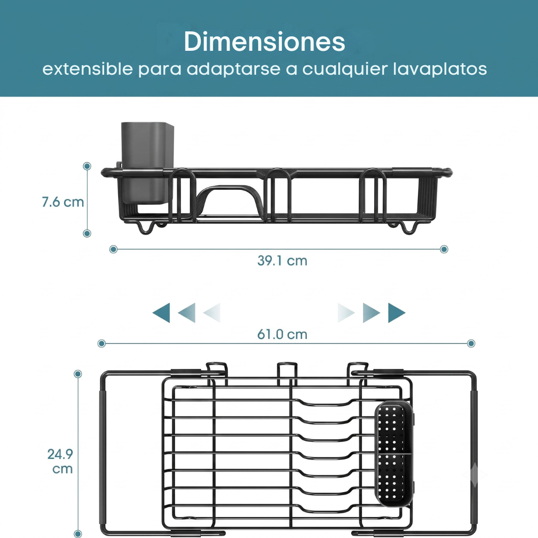 ESCURRIDOR DE PLATOS EXTENSIBLE - DENTRO O SOBRE EL LAVAPLATOS