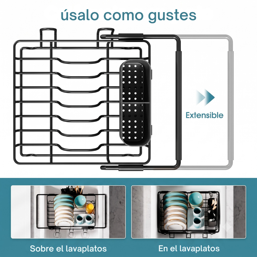 ESCURRIDOR DE PLATOS EXTENSIBLE - DENTRO O SOBRE EL LAVAPLATOS