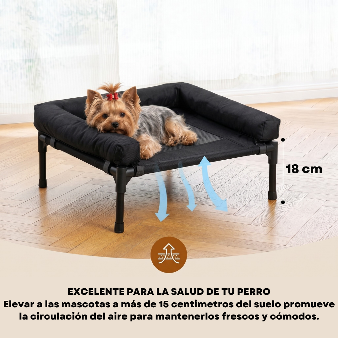 CAMA PARA PERRO ELEVADA CON BORDES EN U ACOLCHADO
