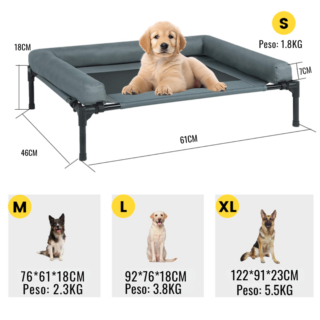 CAMA PARA PERRO ELEVADA CON BORDES EN U ACOLCHADO