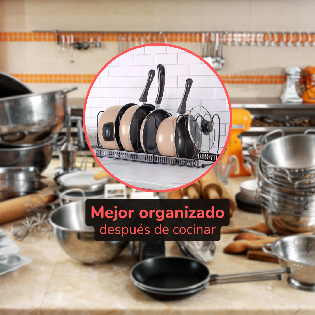 SOPORTE ORGANIZADOR PARA OLLAS Y SARTENES HORIZONTAL
