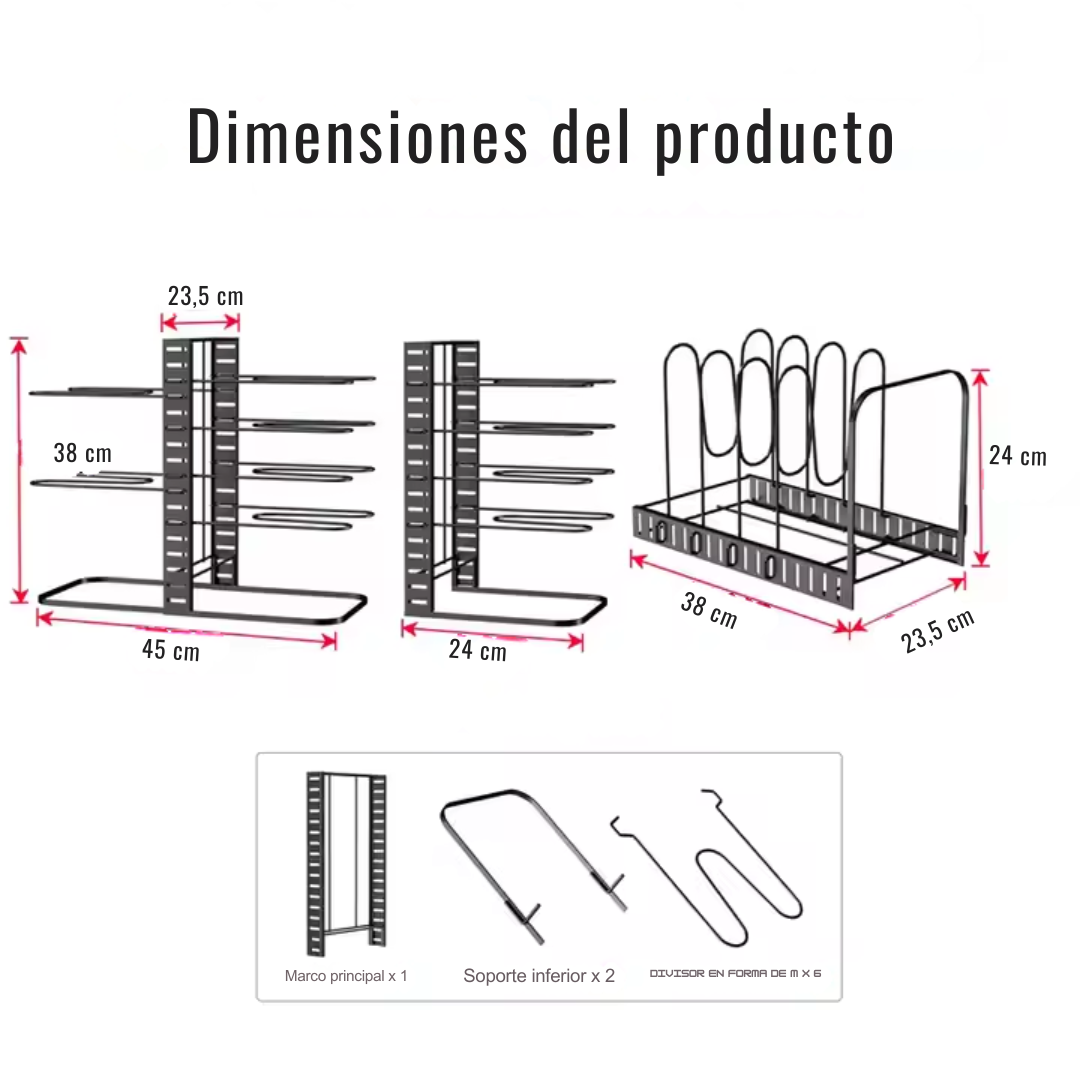 SOPORTE ORGANIZADOR PARA OLLAS Y SARTENES