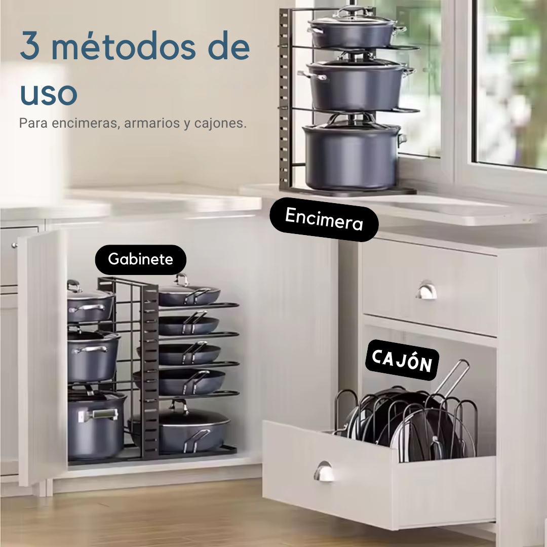 SOPORTE ORGANIZADOR PARA OLLAS Y SARTENES